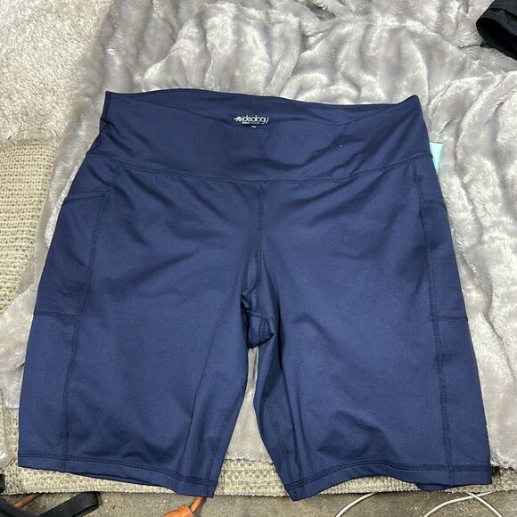 ID Ideology Plus Size Pull on Bicycle Shorts Indigo Sea Size 1X - Picture 2 of 3